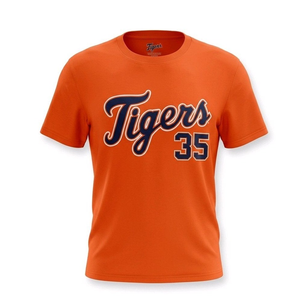 Mens Detroit Tigers Justin Verlander #35 Orange MLB Baseball Player T-Shirt Lg
